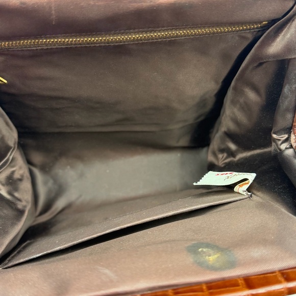 Vintage Lennox Bags Faux Crocodile Print Clasp Handbag 1950s 1960s - Picture 9 of 16